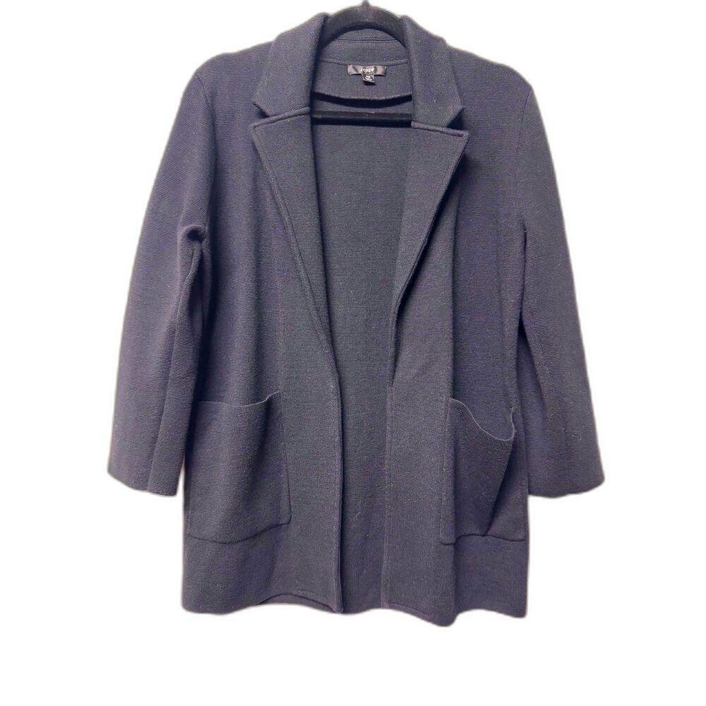 J. CREW Sophie Open-Front Sweater-Blazer, Cotton/Wool Blend, Black, Sz XS